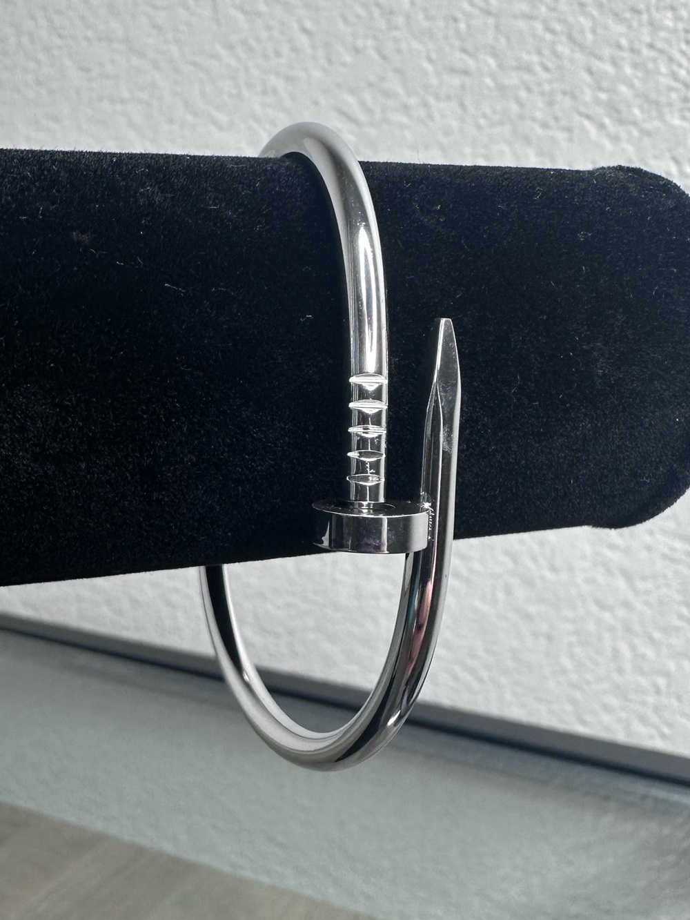 Men's and Women's Silver Nail Cuff Bracelet - Minimal Modern Design